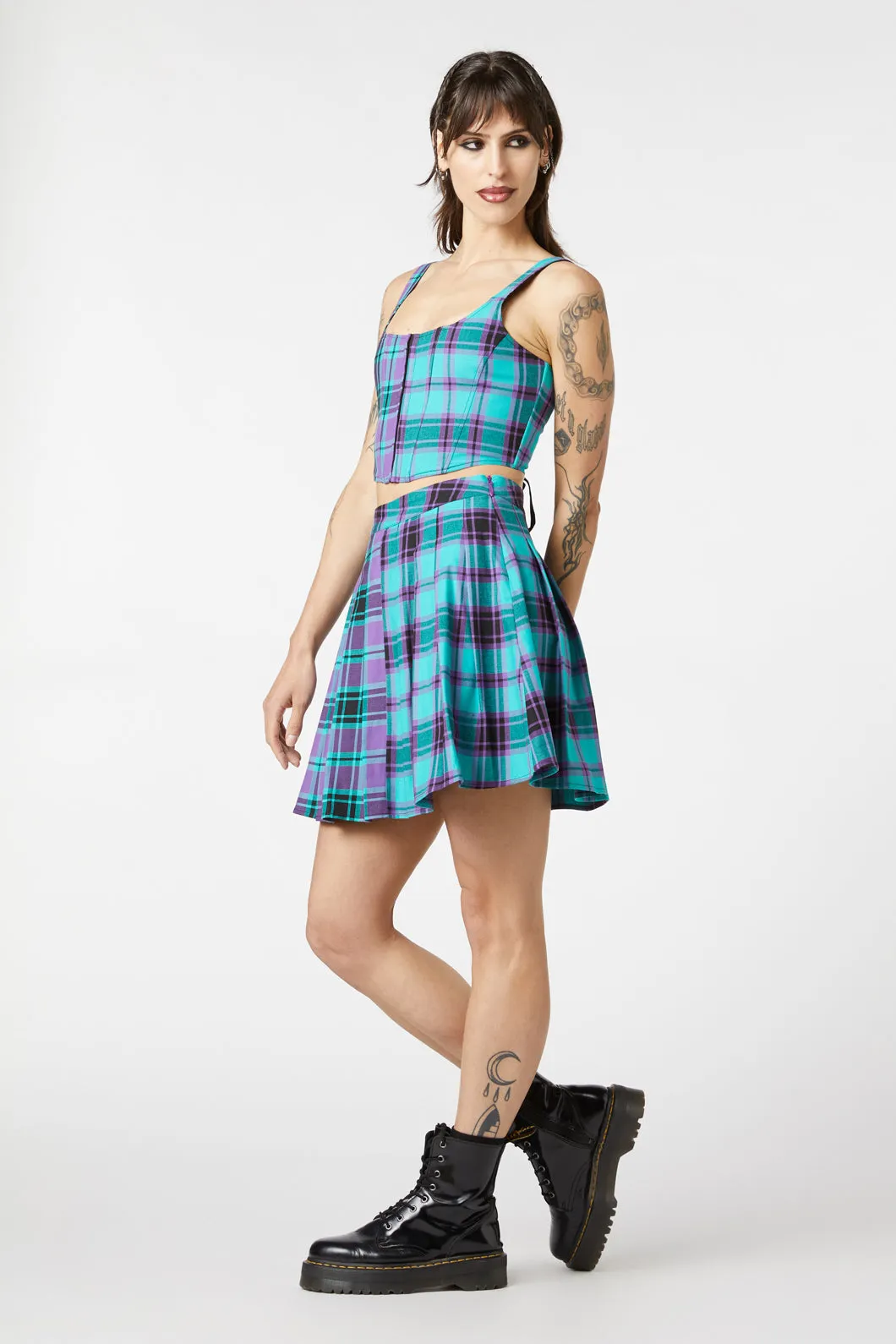 Grinning Tartan Pleated Skirt