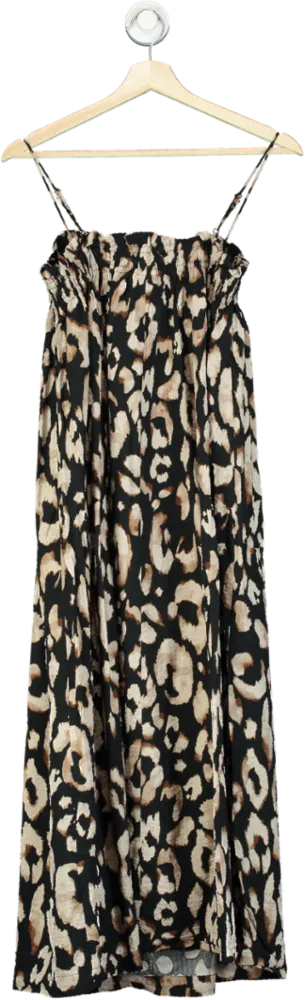 H&M Black Leopard Print Maxi Dress XS