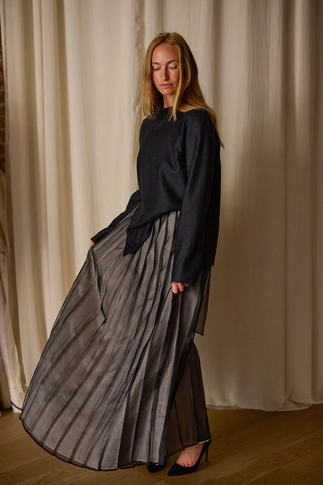 Hand Pleated Wrap Skirt | Silk Organza