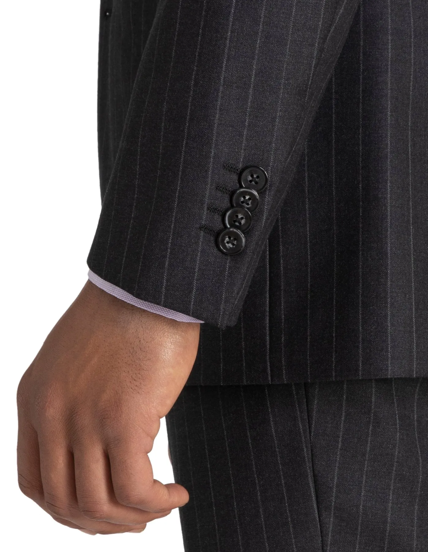 HENRY SARTORIAL Westminster Peak Lapel Suit CHARCOAL STRIPE (Two Trousers)