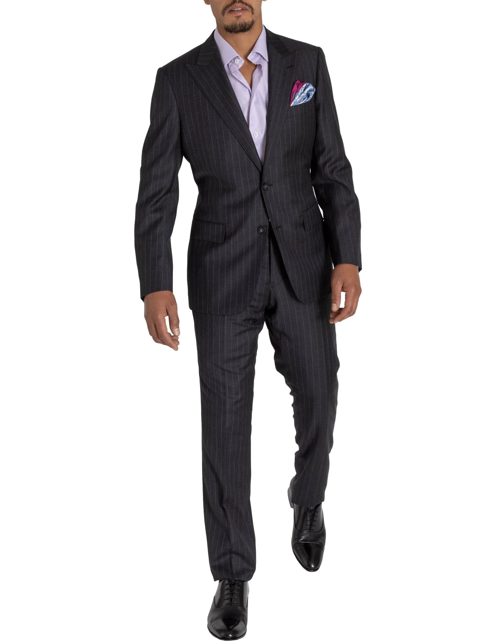 HENRY SARTORIAL Westminster Peak Lapel Suit CHARCOAL STRIPE (Two Trousers)