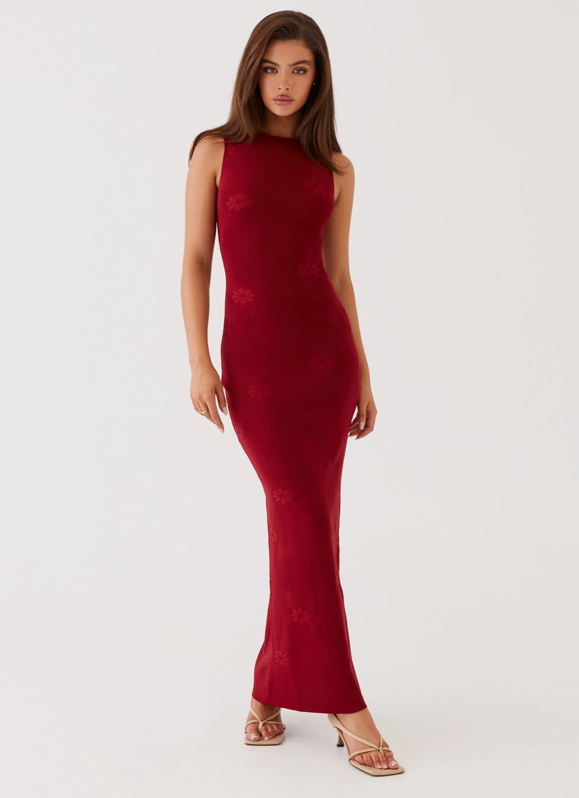 Holly Knit Maxi Dress - Red