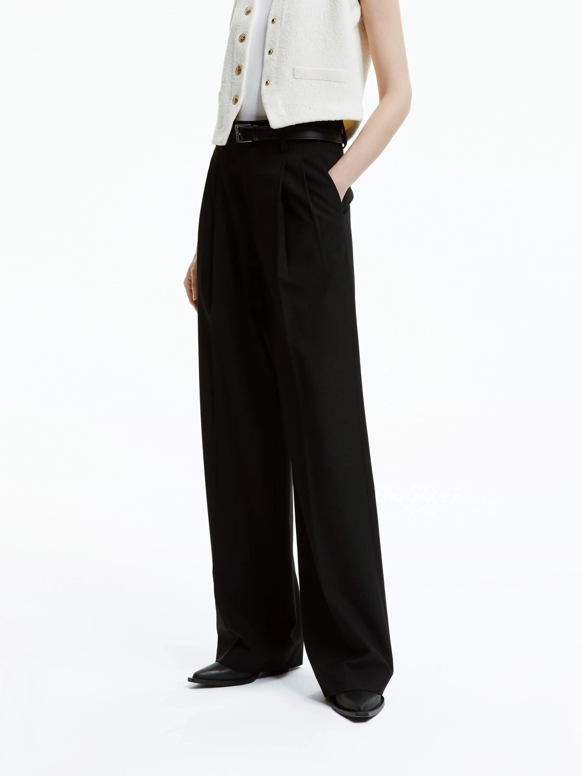 Include Belt Wool Blend Pants