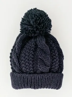 Indigo Cable Knit Beanie