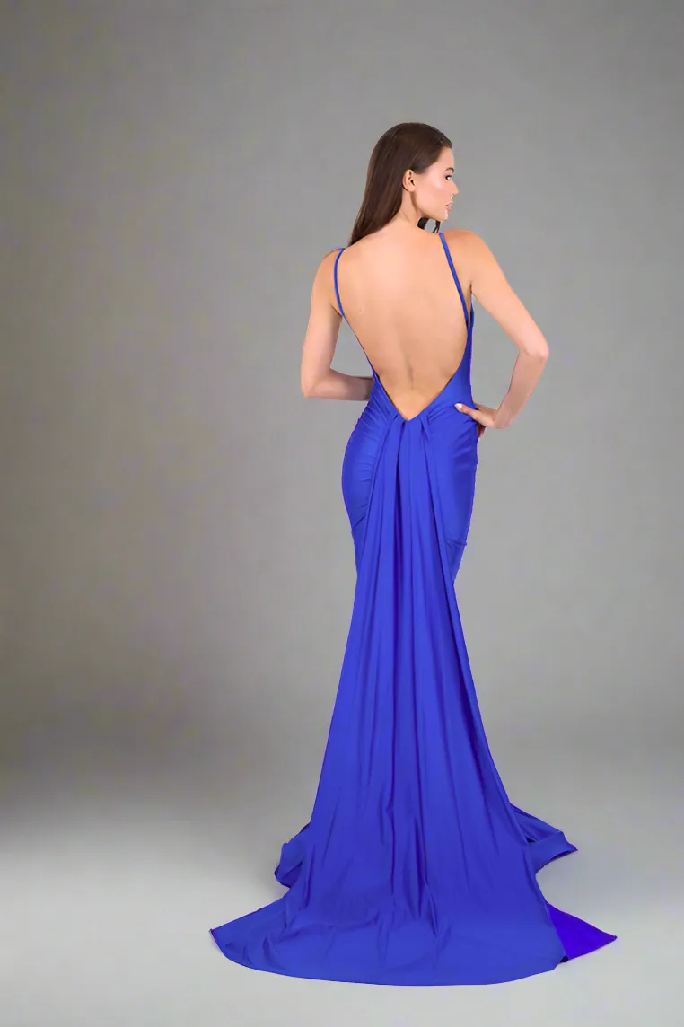 Jessica Angel - 2514 - Flowy Jersey Gown with Open Back