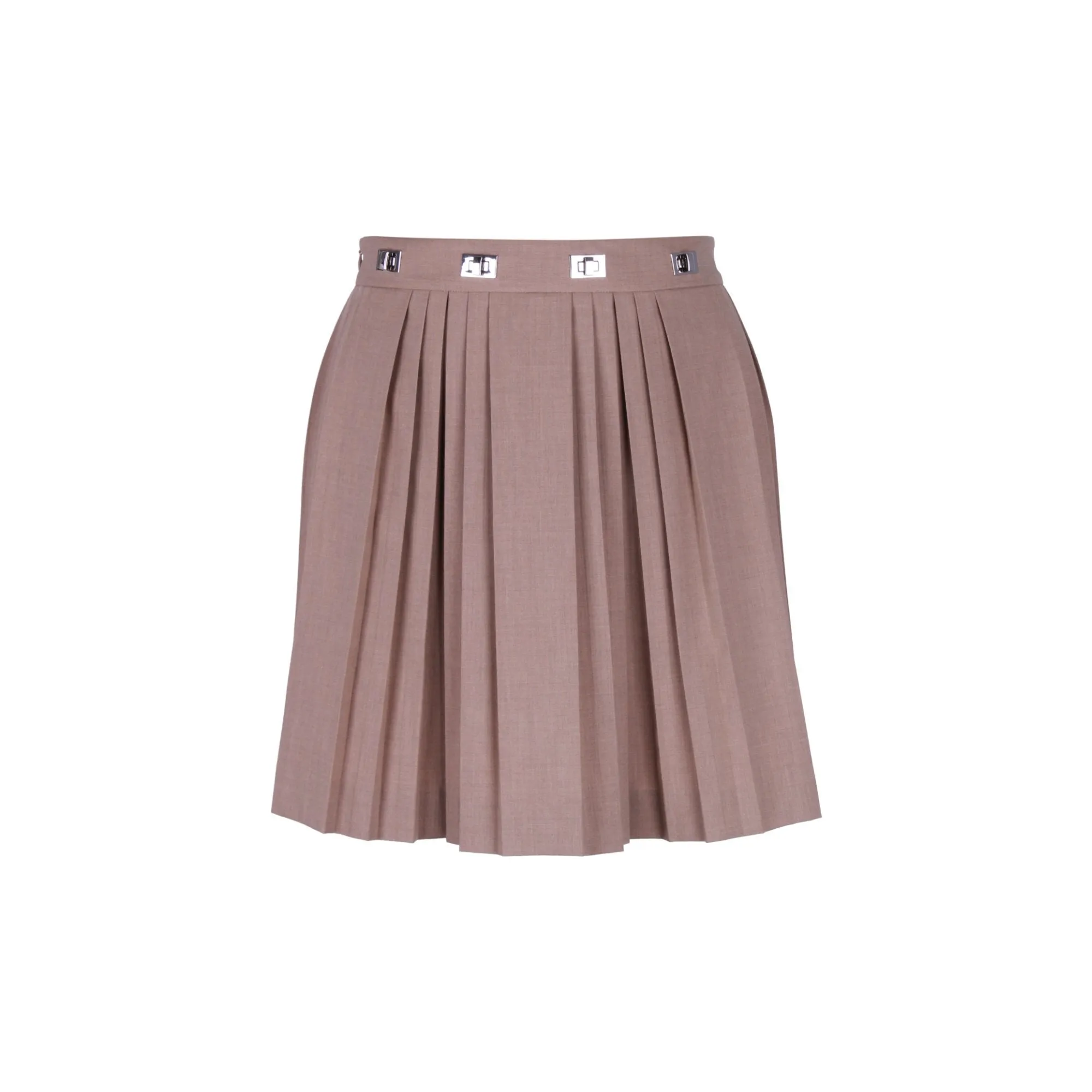 Khaki Small Twist-Lock Pleated Skirt