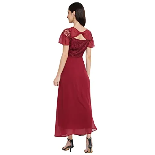 Latin Quarters Women's Maxi A-Line Dress (LQD9419_MAROON_Maroon 4_S)