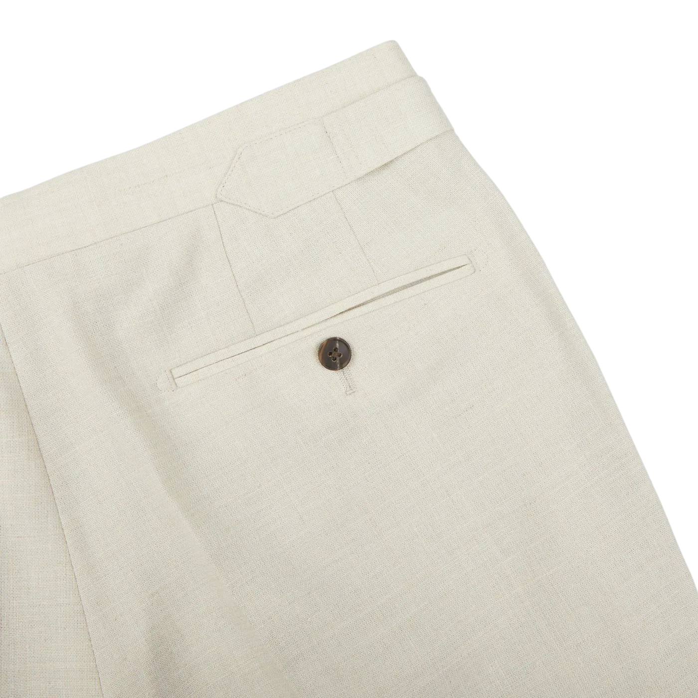 Light Beige Wool Linen Pleated Trousers