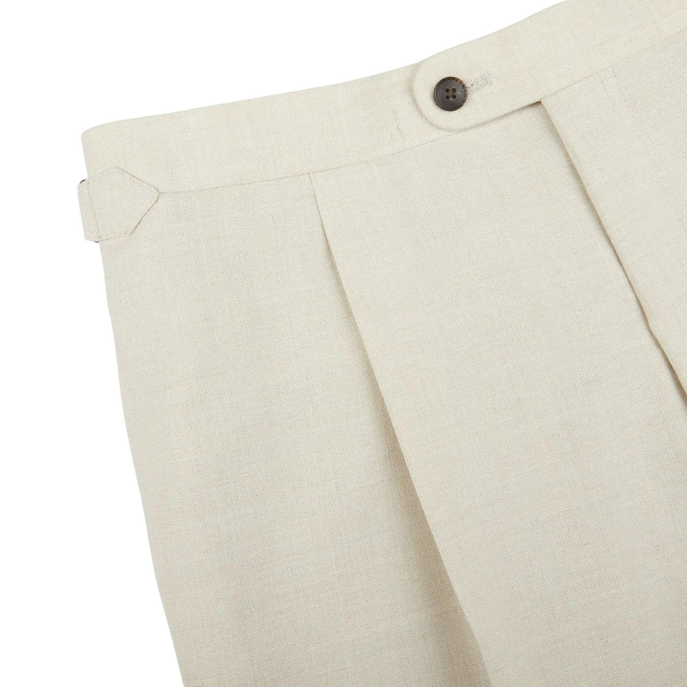 Light Beige Wool Linen Pleated Trousers