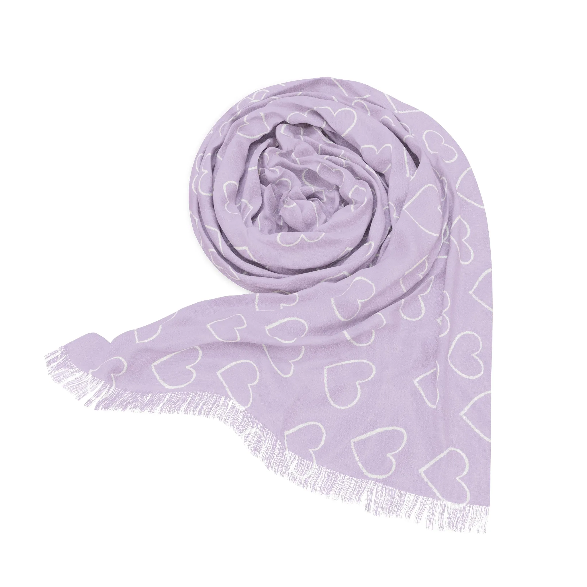 Light Purple Heart Print Scarf - Perfect for Spring and Casual Outings