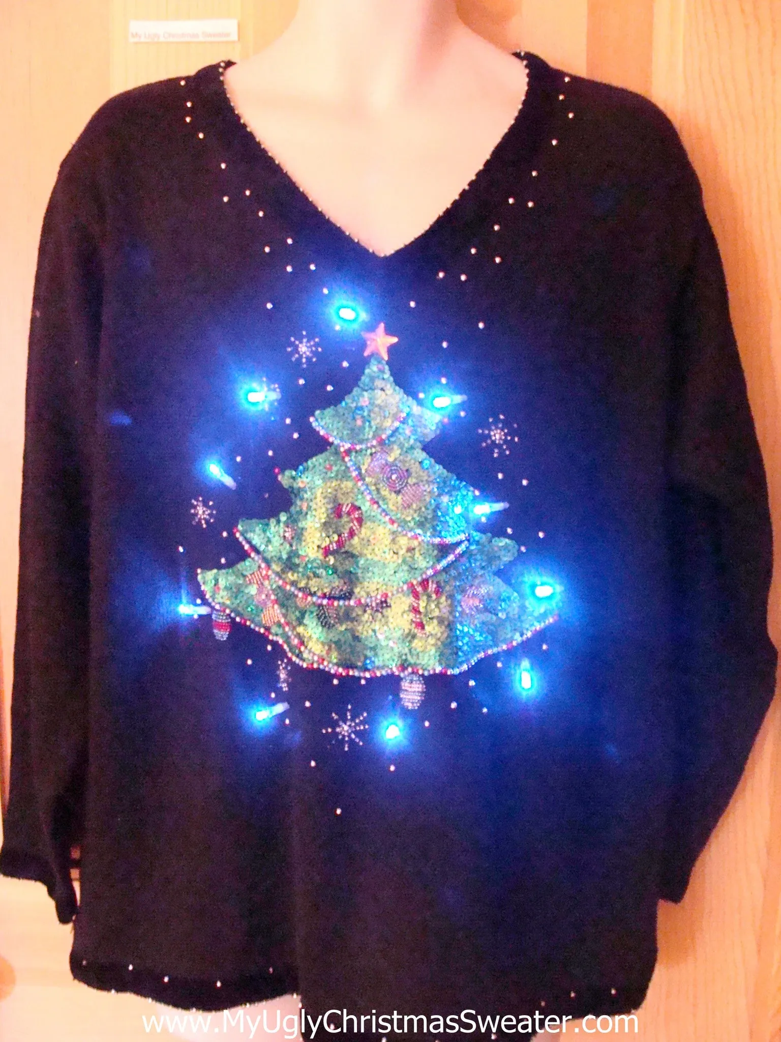 Light Up Ugly Xmas Sweater Festive Tree