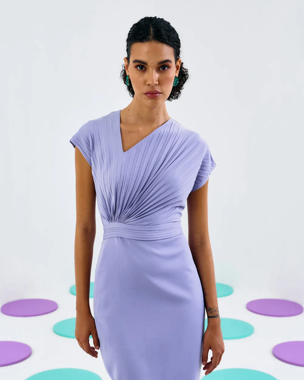 Lilac Classic Pleated Dress