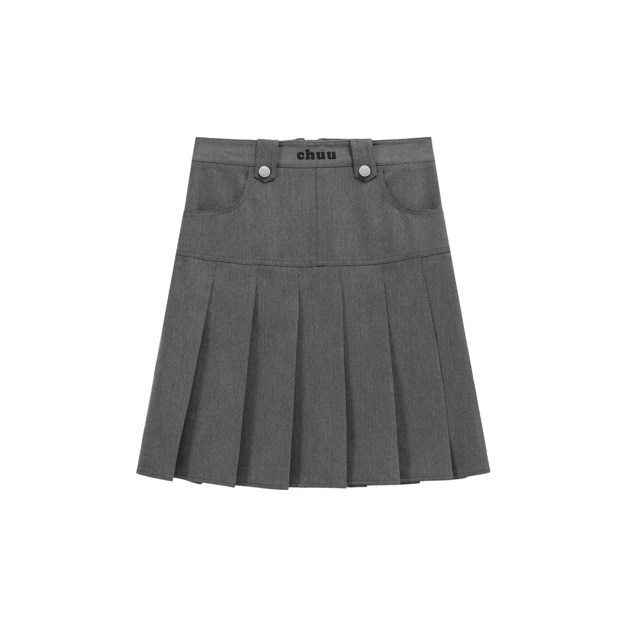 Logo Embroidered Pleated Skirt