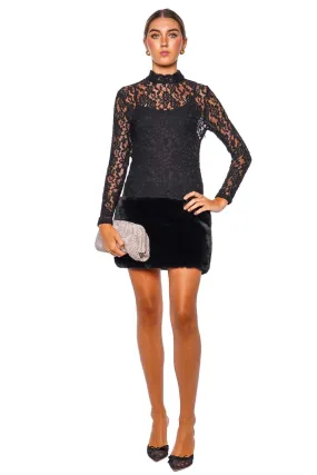 Maya Black Lace Combo Mini Dress