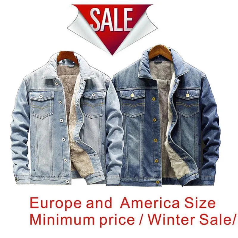 Men Light Blue Winter Jean Jackets