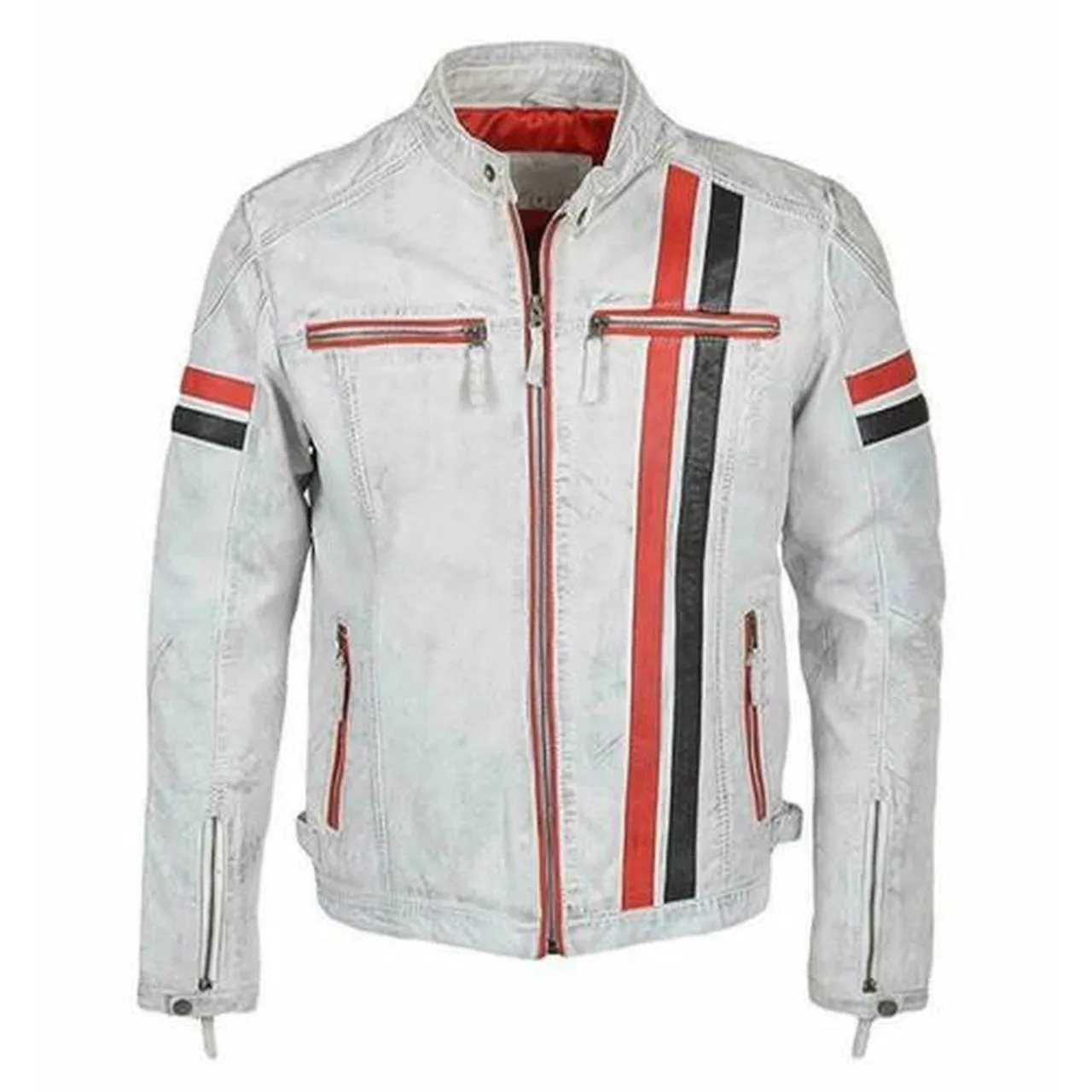 Mens Biker Cafe Leather Jacket