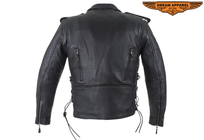 Mens Motorcycle Jacket With 1 Piece Panel For Patches