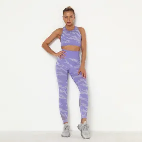 Mesh Camo Seamless Slim Fit Yoga Wear Tracksuit