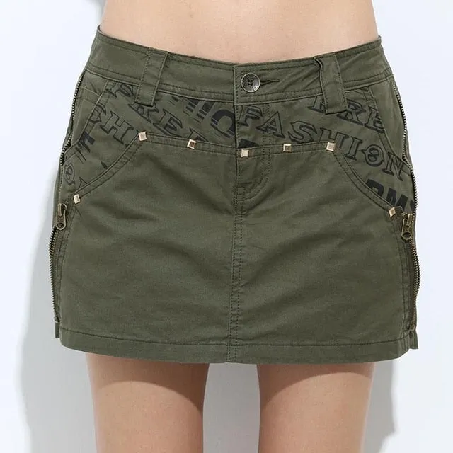 Military Cotton Sexy Short Skirt