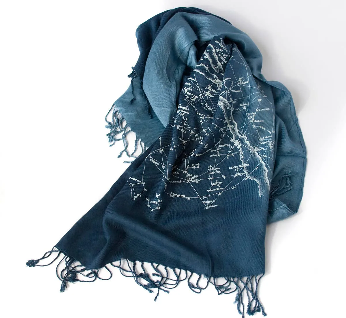 Milky Way Galaxy Ice Blue Ombré Pashmina Scarf