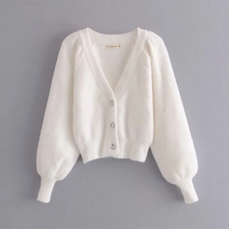 mohair suit combine set V-neck sling cami high waist shorts pants blazer cardigan jacket coat white