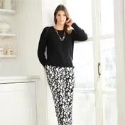 Mono Border Print Soft Trousers