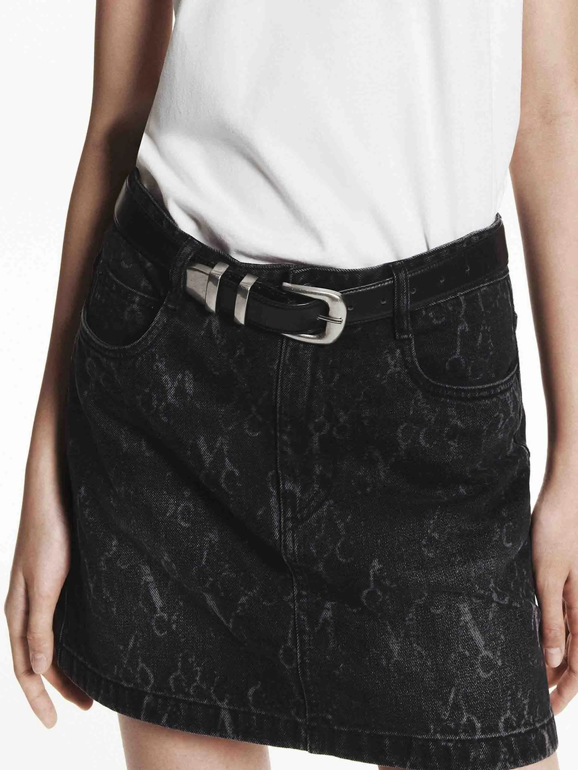 Monogram Denim Skirt