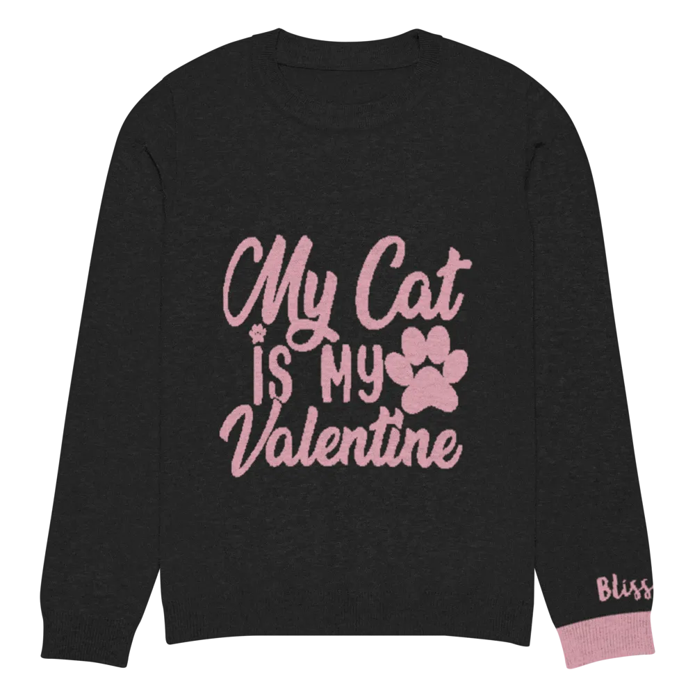 My Cat Is My Valentine Personalized Knit Sweater