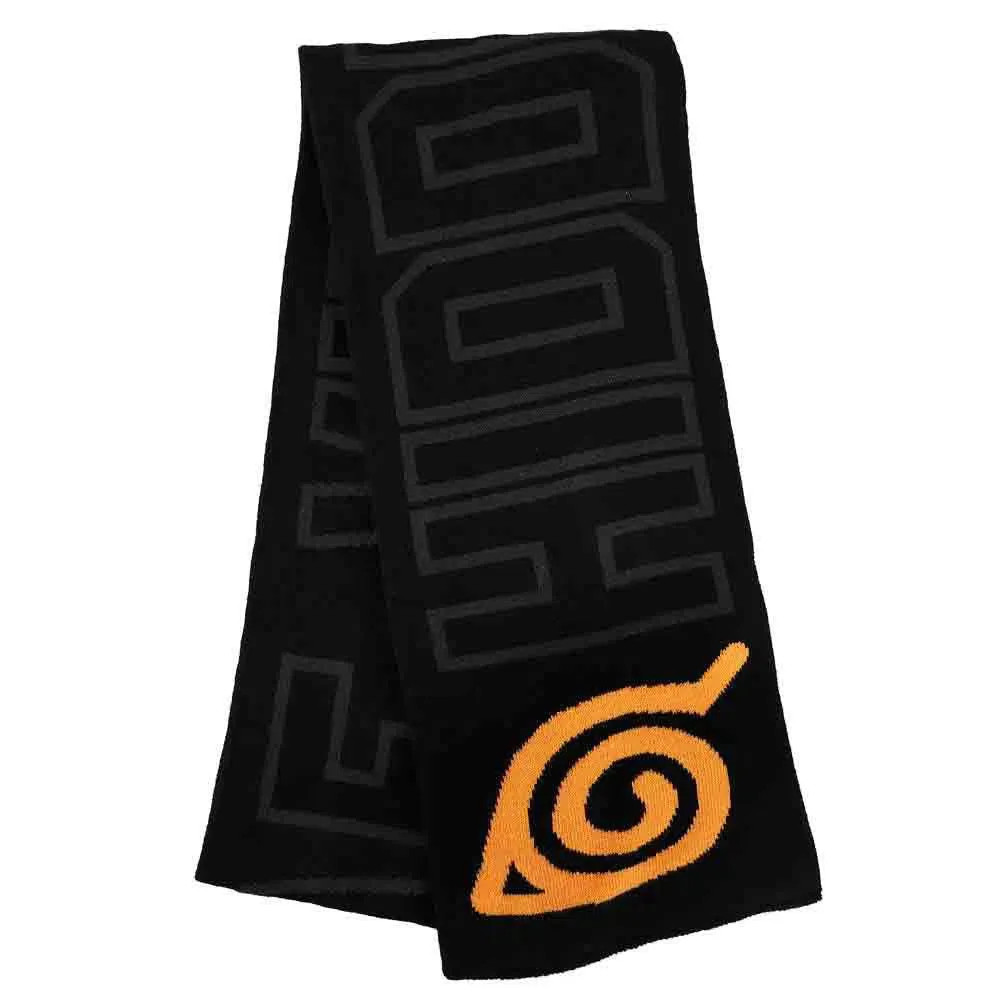 Naruto - Hidden Leaf Village Beanie Hat & Scarf Winter Set (Black & Orange) - Bioworld