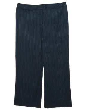 Navy & White Straight-Leg Pinstriped Trousers - W38 L28