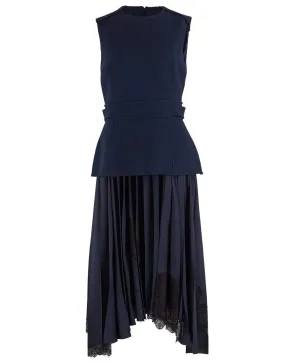 Navy Fitted Top and Silk Lace Insert Skirt Dress