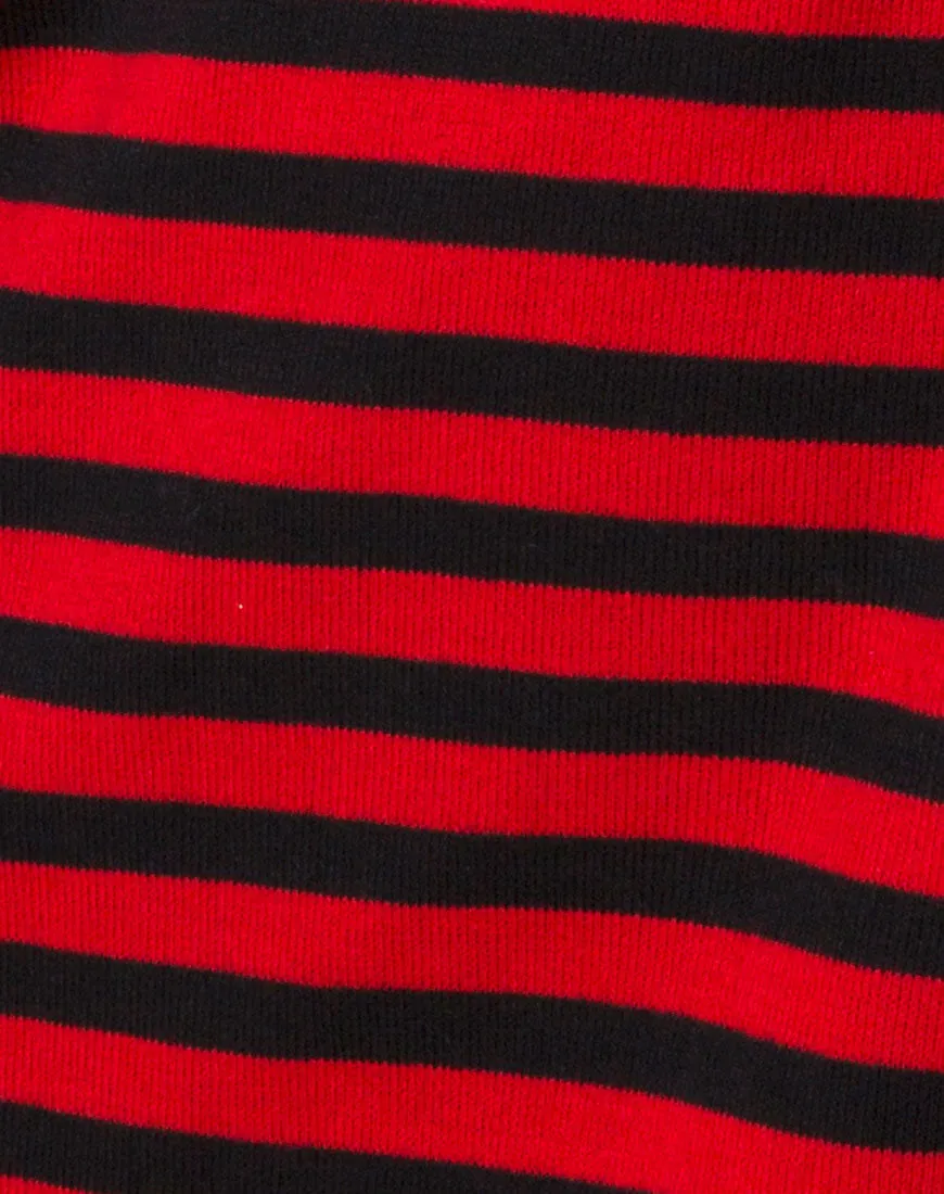 Neivie Jumper in Stripe Horizontal Black / Red