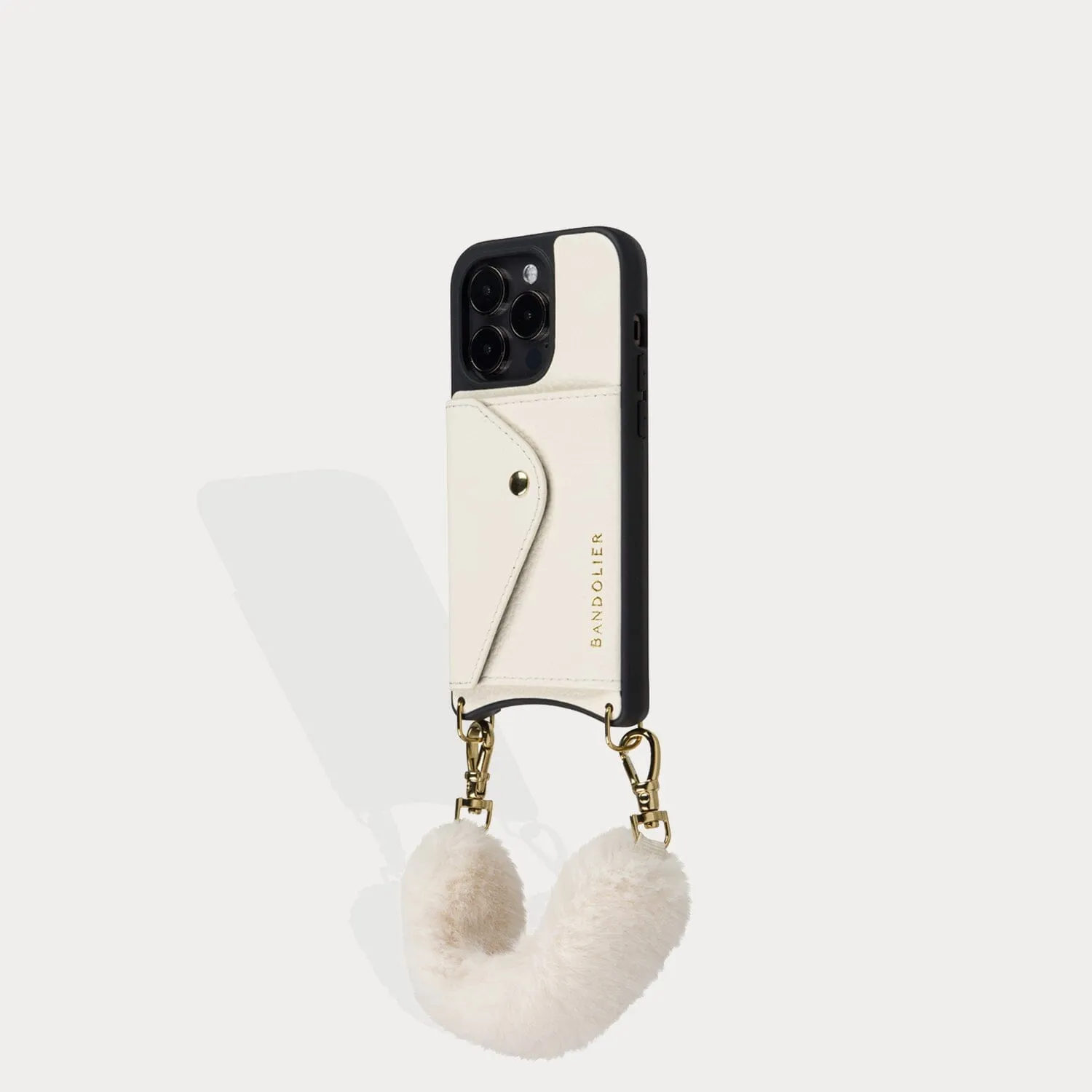 Norah Faux Fur Wristlet - Ivory/Gold