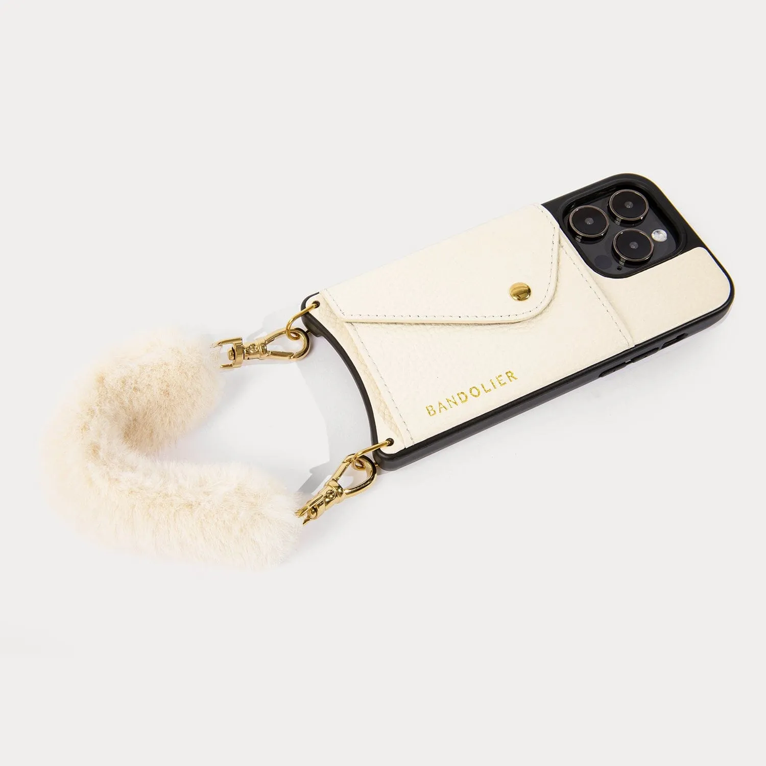 Norah Faux Fur Wristlet - Ivory/Gold