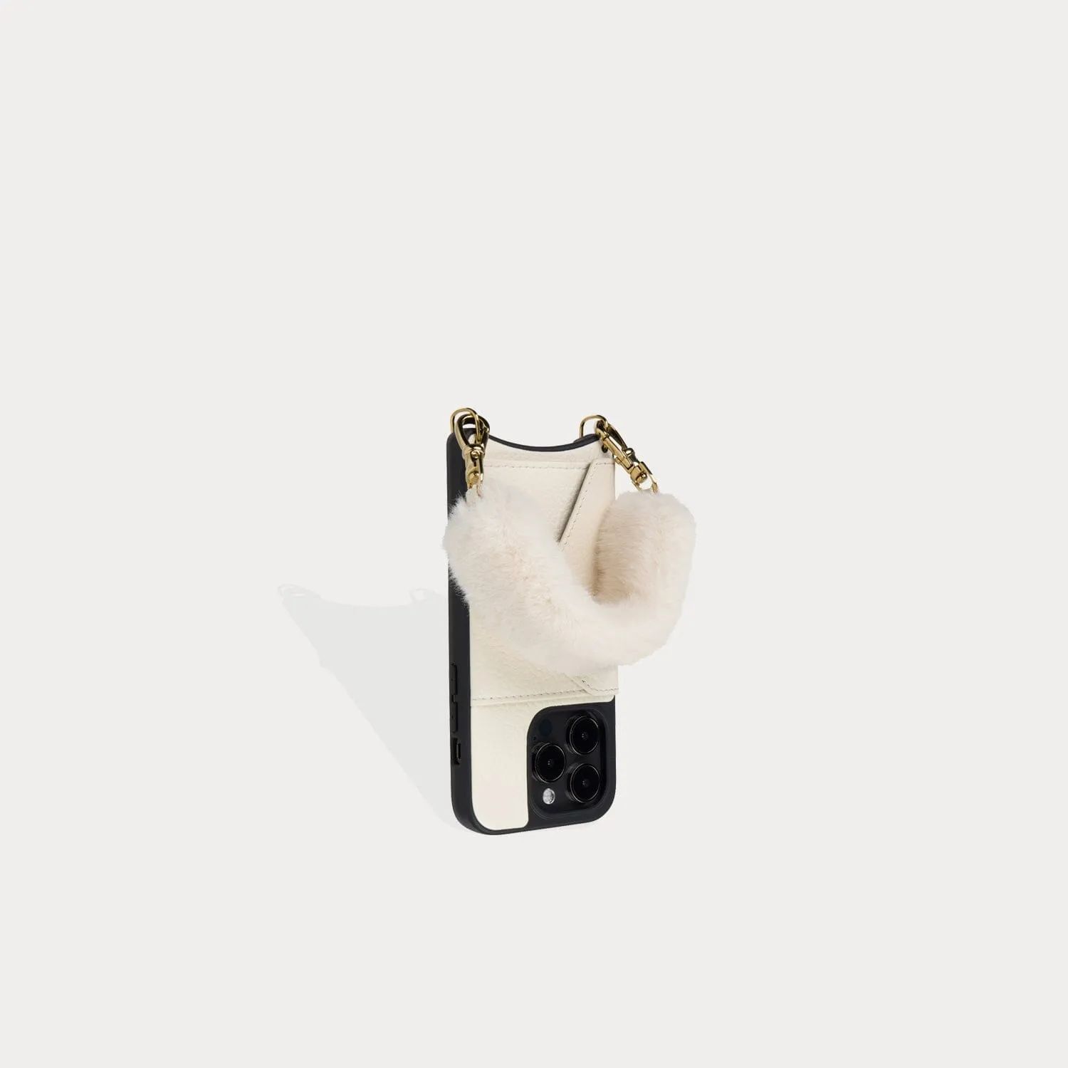 Norah Faux Fur Wristlet - Ivory/Gold