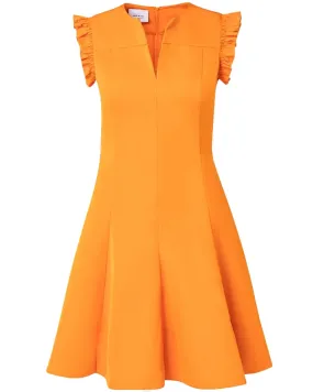 Orange Ruffle Collar Dress