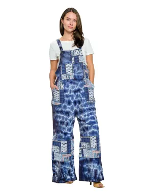 Overall Floral Tie Dye Patchwork