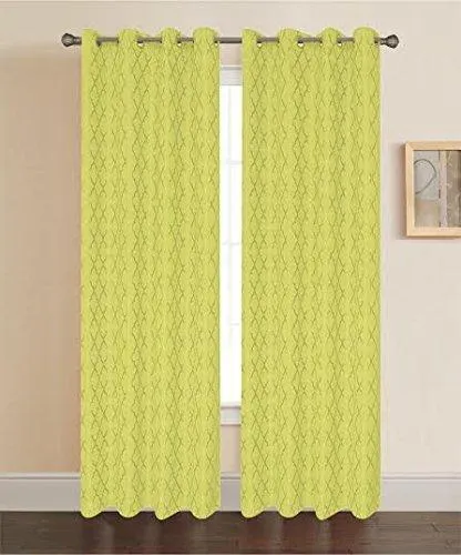 Pamela Geometric Pattern Grommet Top Curtain Panels (Single)