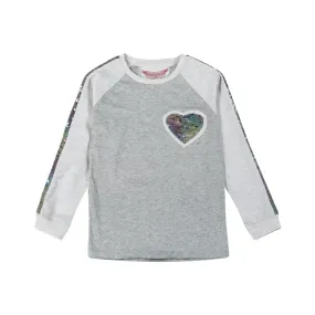 Paper wings - long sleeve raglan tee - rainbow sequin