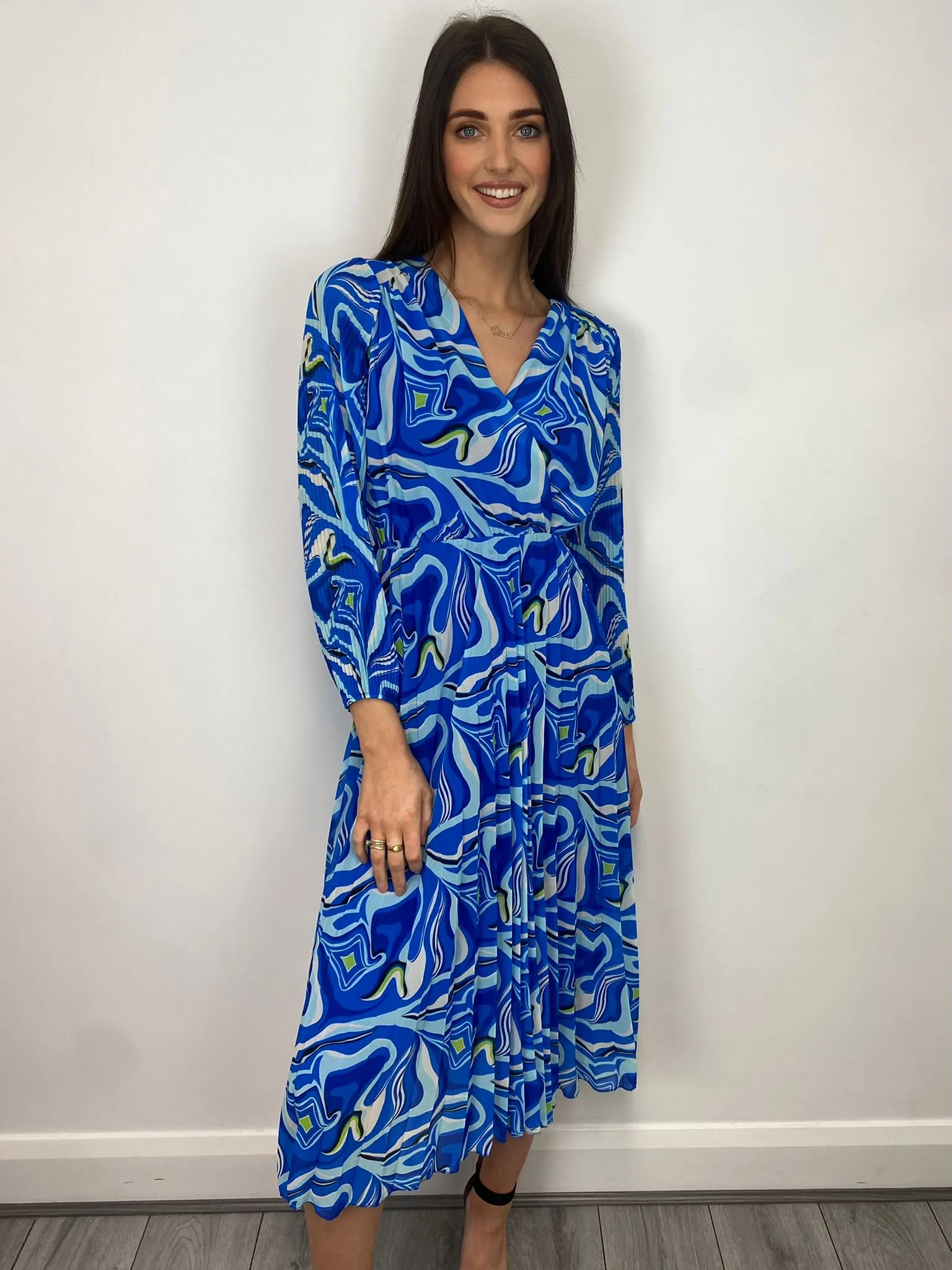 Patricia Midi Dress (Blue Geo)