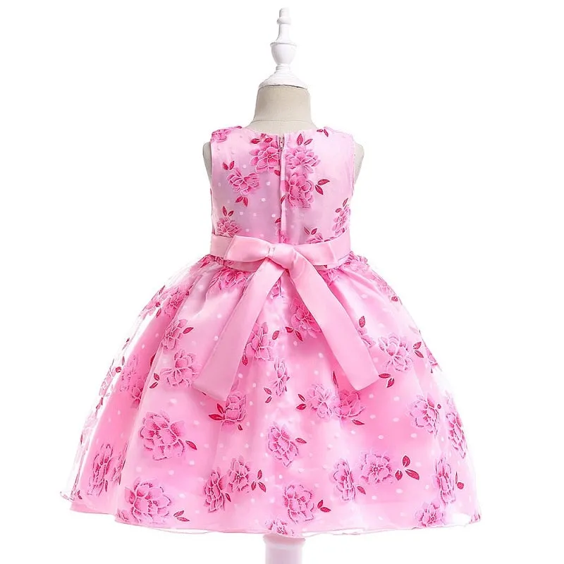 Pink Flower Dress,  Size 2-10 Yrs