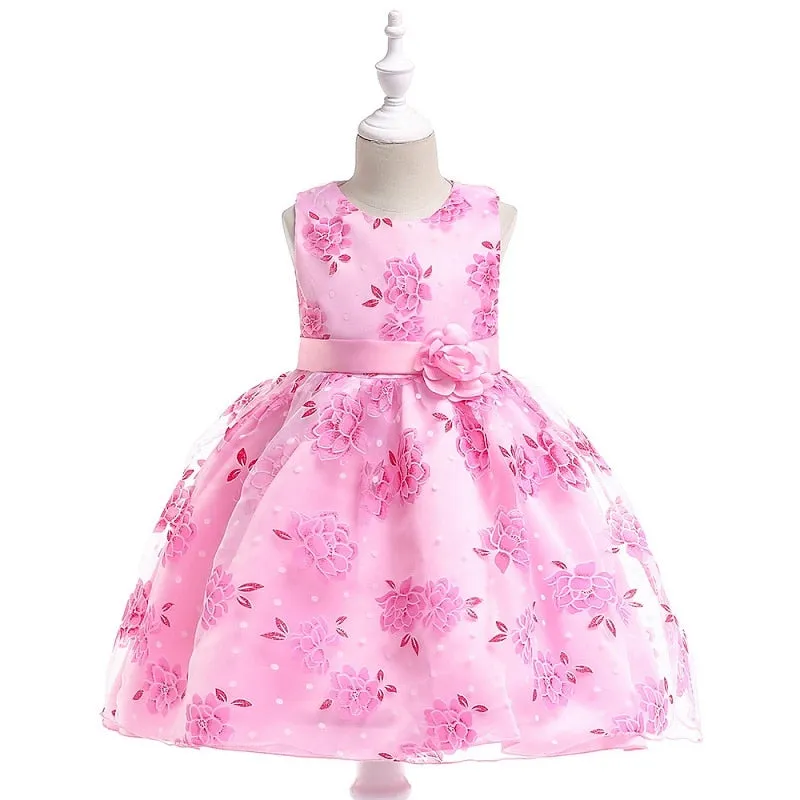 Pink Flower Dress,  Size 2-10 Yrs