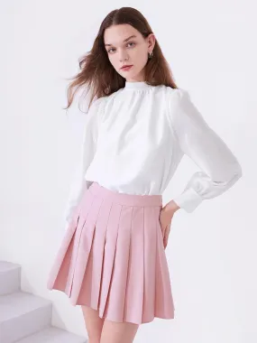 Pink Pleated Mini Skirt