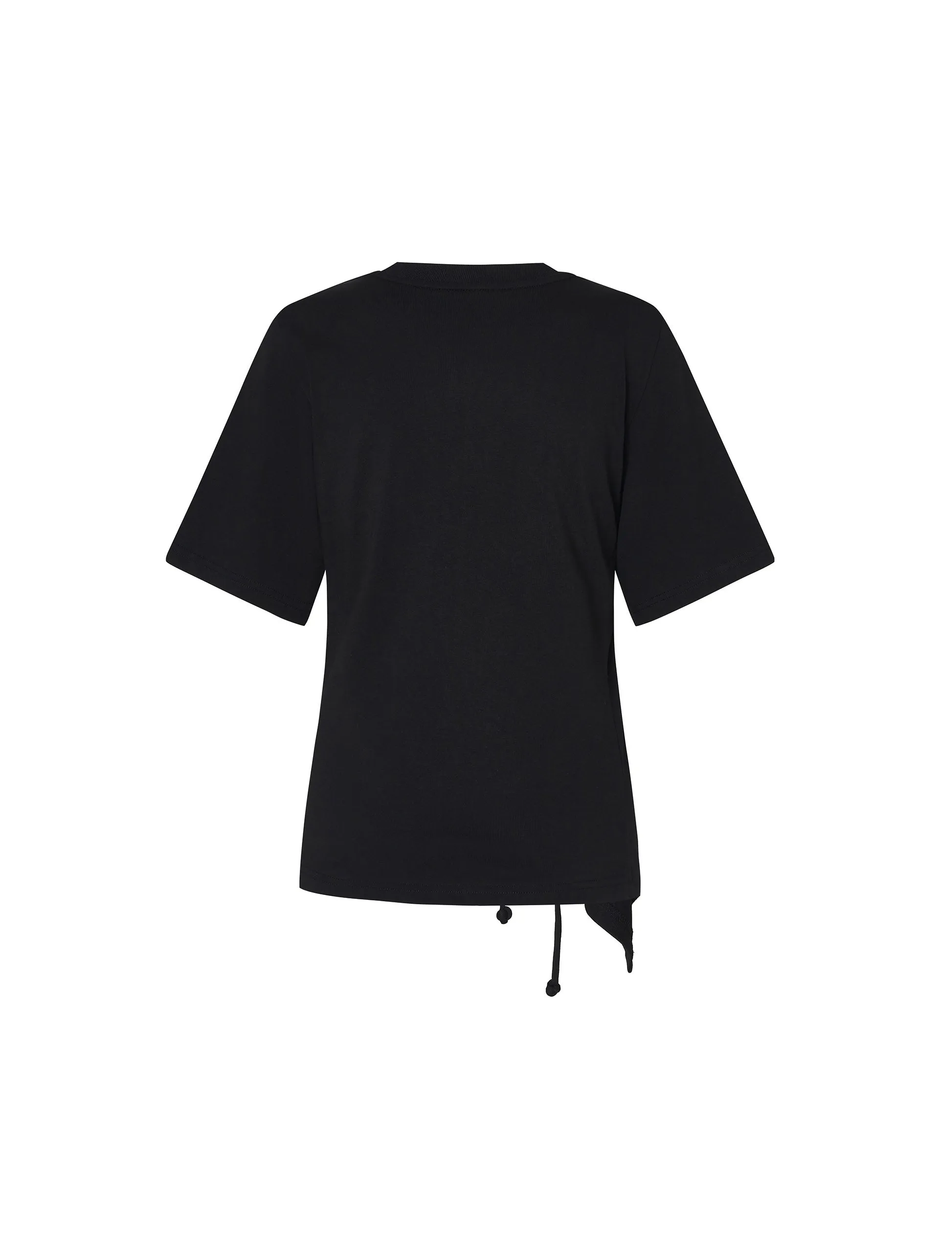 Pleated Cotton T-shirt with Drawstring