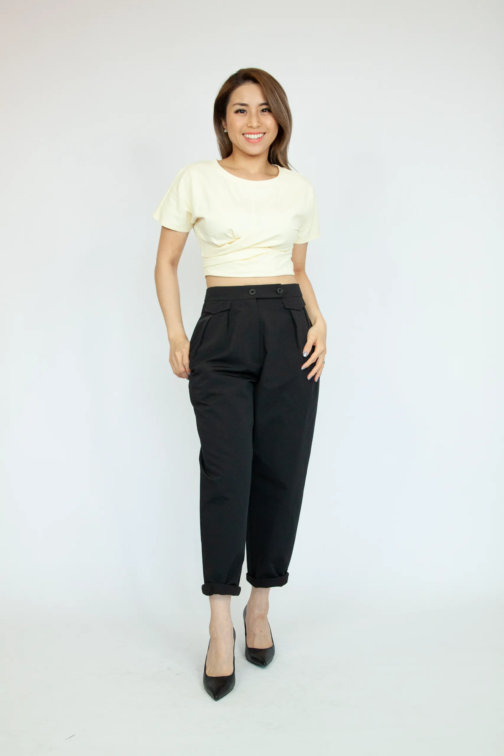 Pleated Crop Pants