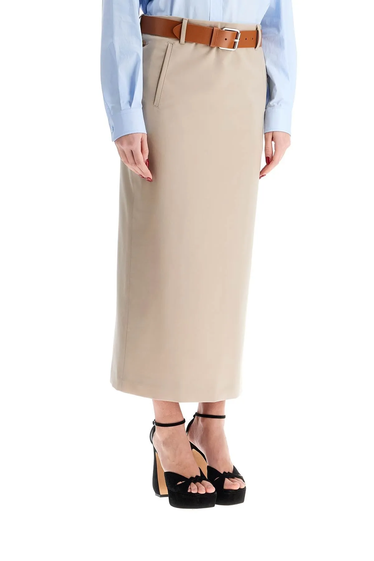 Pleated Midi Skirt with Belted Detail