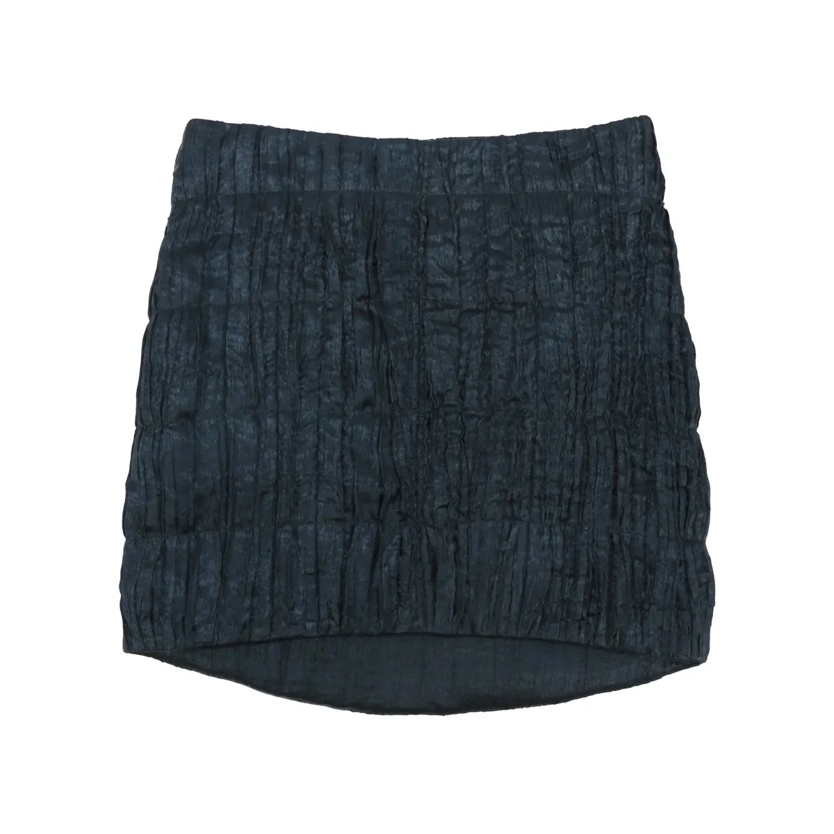 Pleated Quilted Skirt in Dark Blue