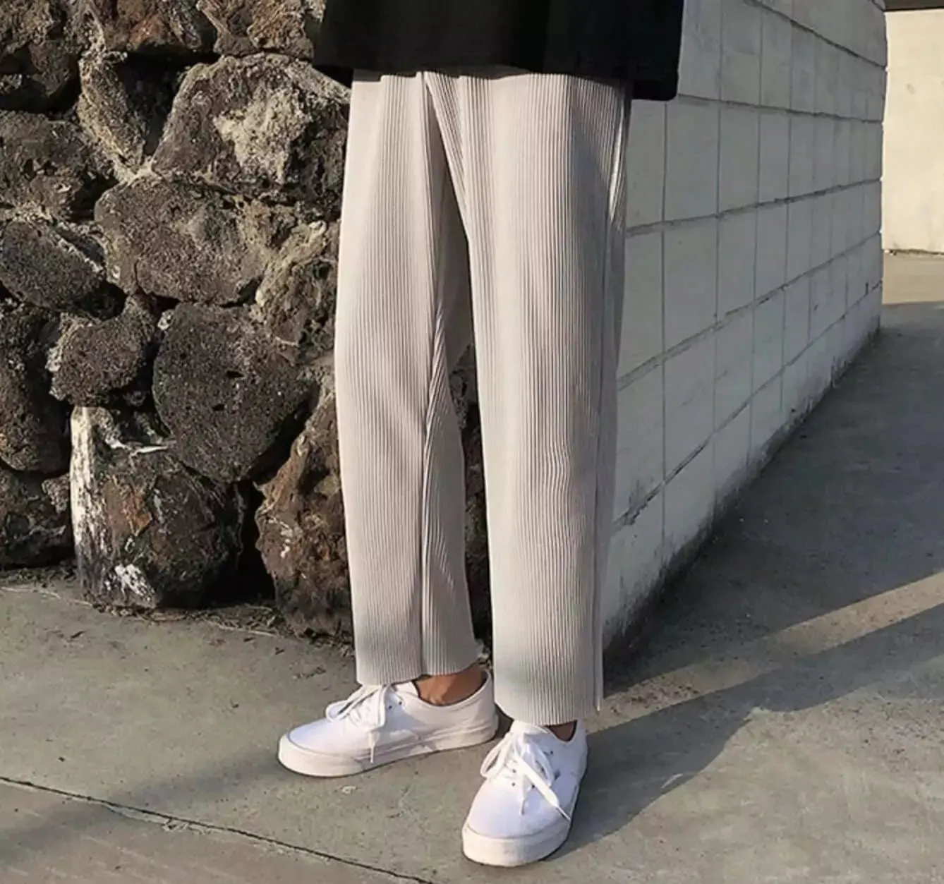 Pleated Straight Pants Men Oversized