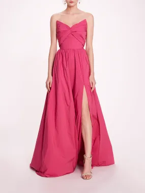 Pleated Taffeta Gown