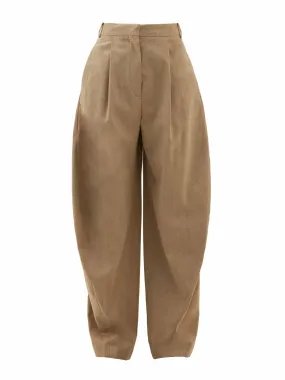 Pleated wool relaxed-leg trousers